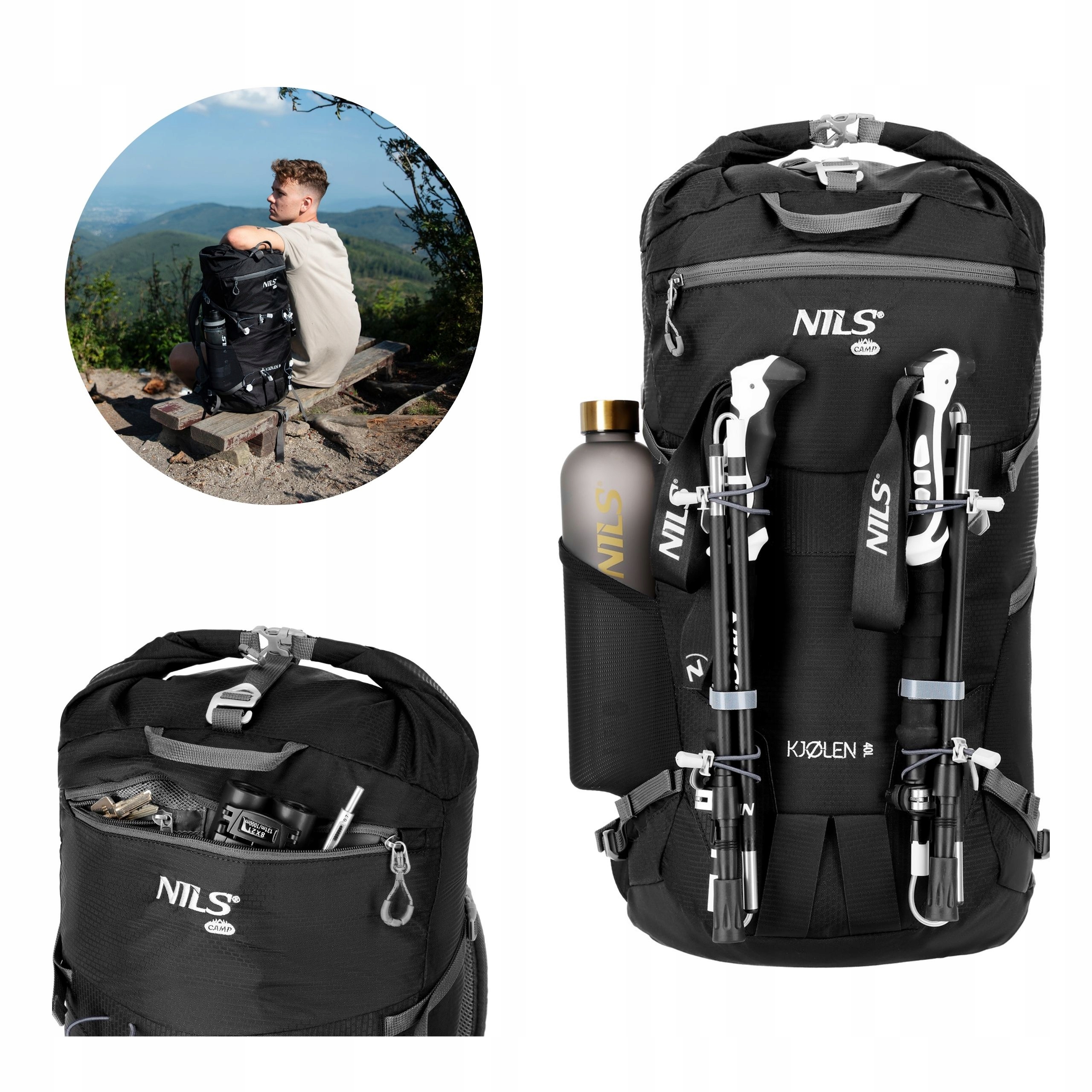 Batoh voděodolný horský turistický taktický držák na hole 40 L Nils