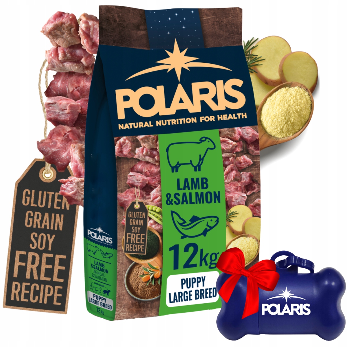 Sucha Karma Dla Psa Polaris Dla Szczeniąt Dużych Ras Jagnięcina Łosoś 12KG