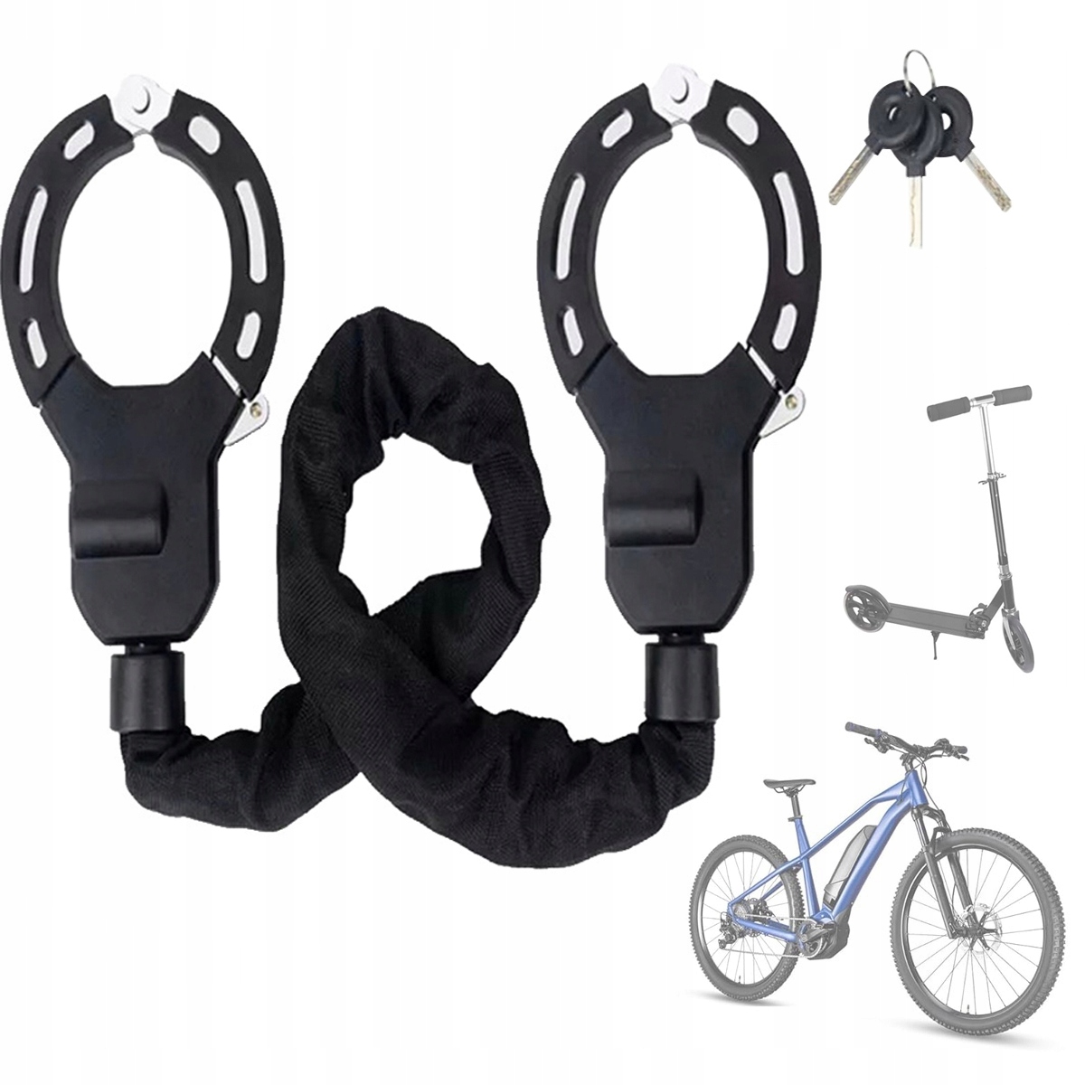 Zapięcie kajdankowe Czarny Zamek do hulajnogi elektrycznej 90 cm