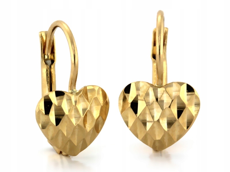 Náušnice zlaté pro ženu 585 se srdíčkem lesklé zlato 14k