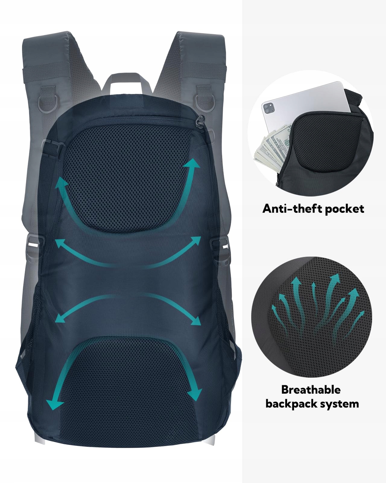 WATERFLY Plecak Turystyczny 30L Wodoodporny Trekkingowy Unisex — miniatura 3