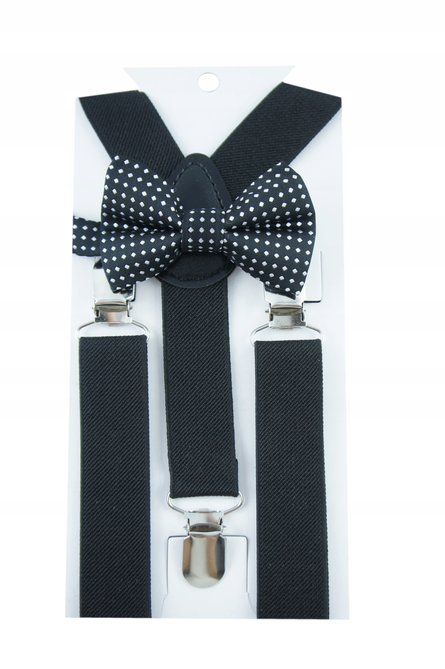 Szelki do spodni i muszka niemowlęca na chrzest roczek 0-24m czarne