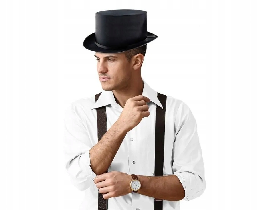 ZESTAW STRÓJ DŻENTELMENA CYLINDER CZARNY + MUSZKA + LASKA Z GAŁKĄ SKŁADANA Kod producenta SH9035