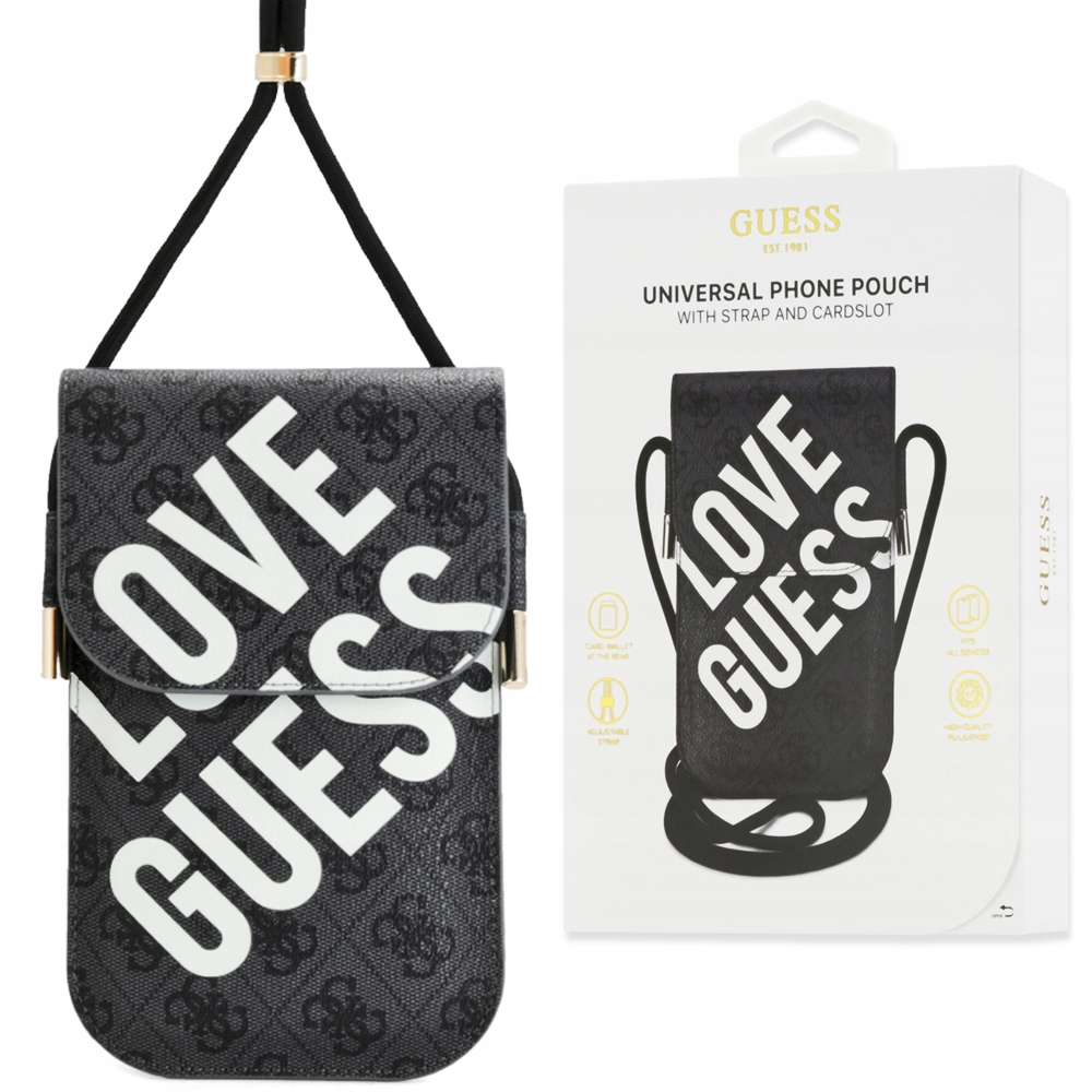 Guess originální malá taška na telefon s klíči, univerzální logo Love Guess