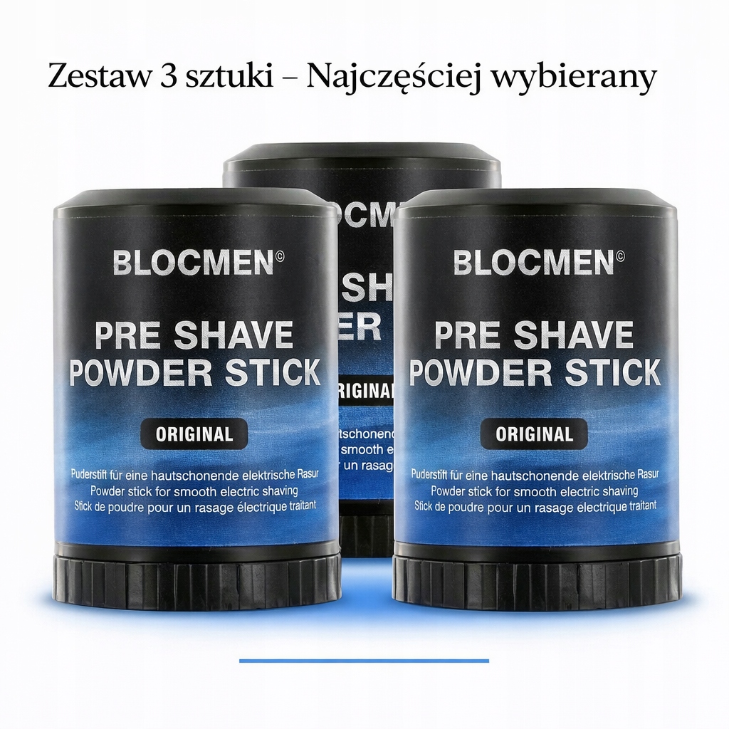 Pudr Na Holení Blocmen Pre Shave Powder Pokožka Bez Podráždění Sada 3 ks