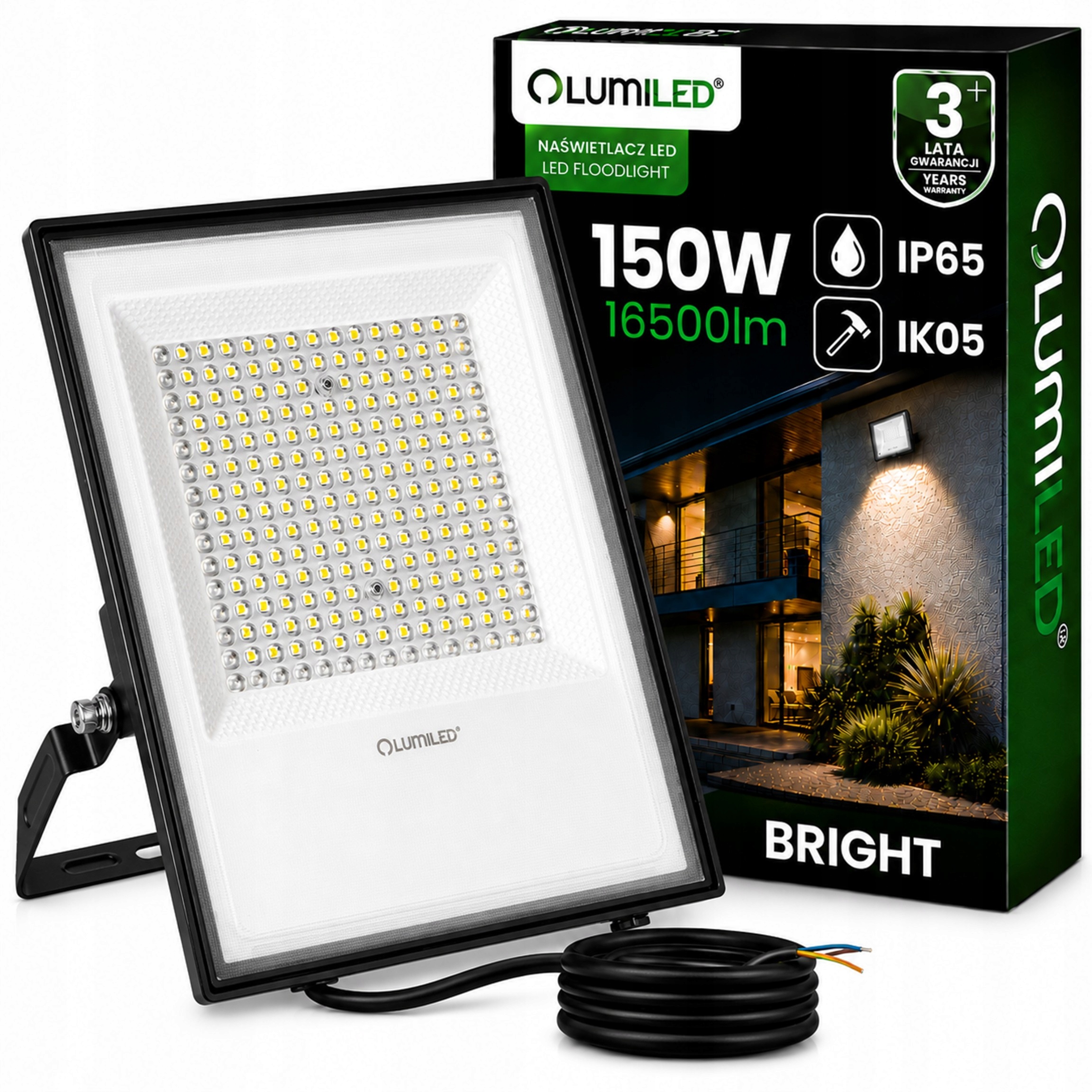 Led reflektor 150W 16500lm 4000K Slim Venkovní reflektor Vodotěsný