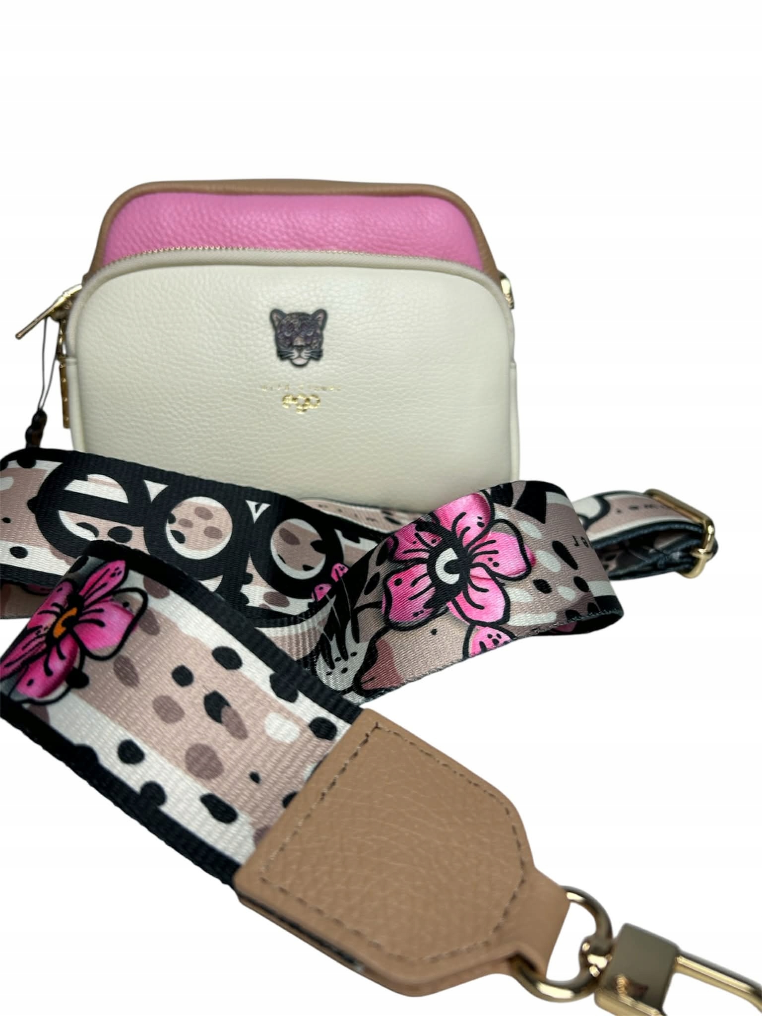 Ego kabelka přes rameno přírodní kůže vícebarevná