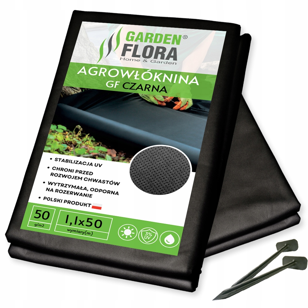 Agrotextilie Černá Antiplevelová 50g na Plevel 1,1x50m Špendlíky 100x