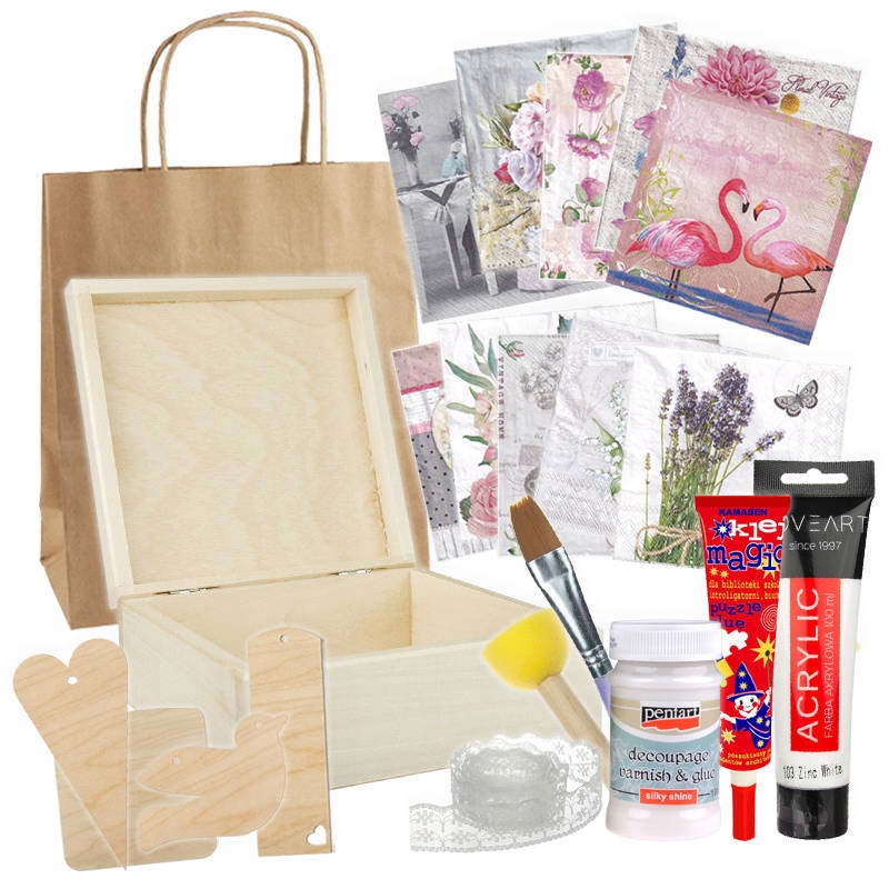 Duży zestaw startowy do decoupage 21 elementów 10607836672 Allegro.pl