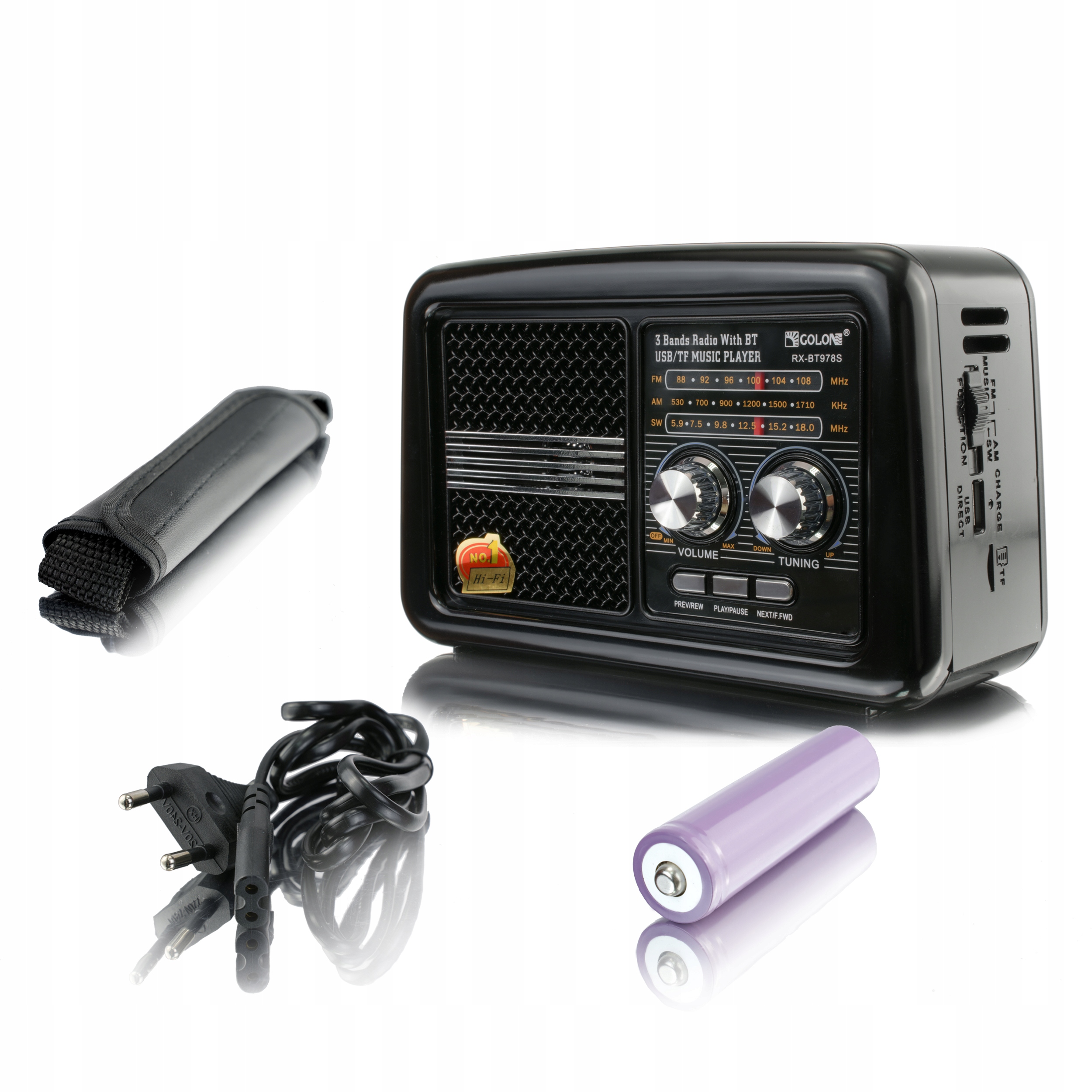 PRZENOŚNE RETRO RADIO SOLARNE AM/FM Z LATARKĄ BLUETOOTH USB AKUMULATOR Radio AM FM SW