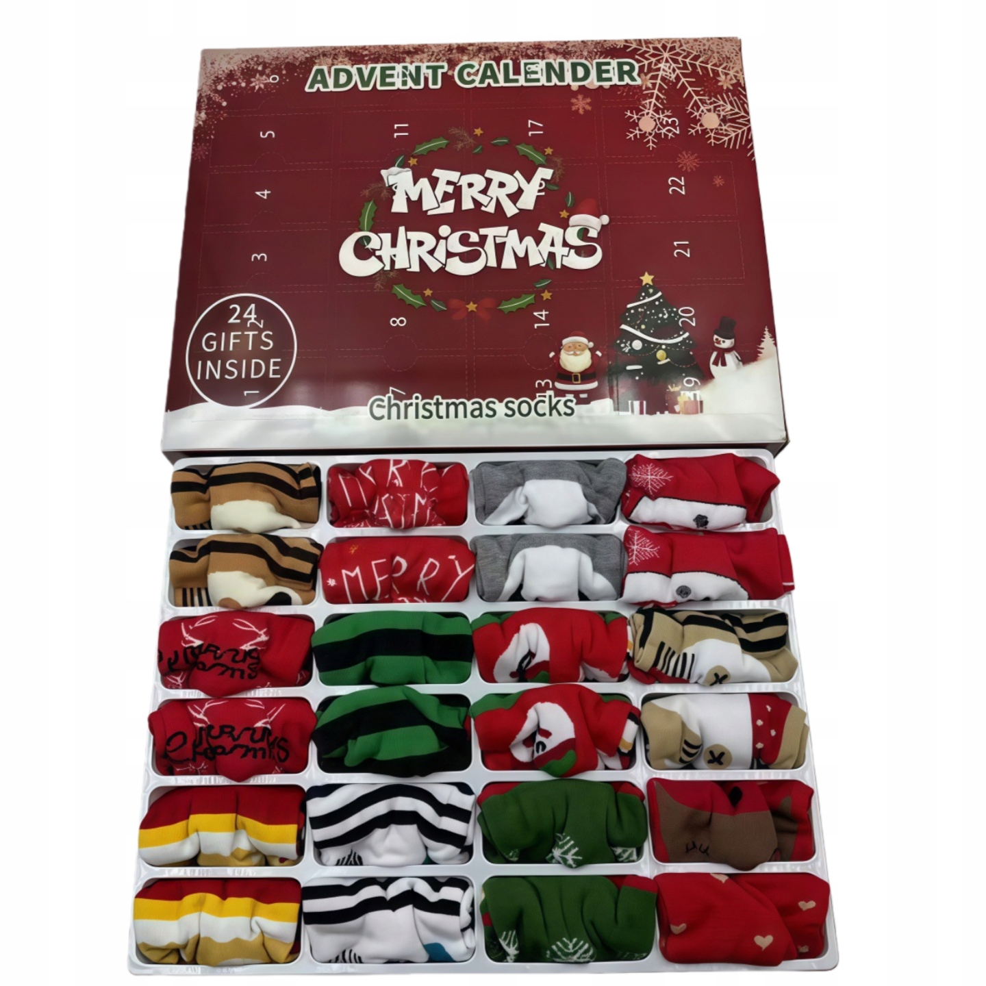 Vánoční Ponožky Adventní Kalendář Zábavné Ponožky Kalendář 24