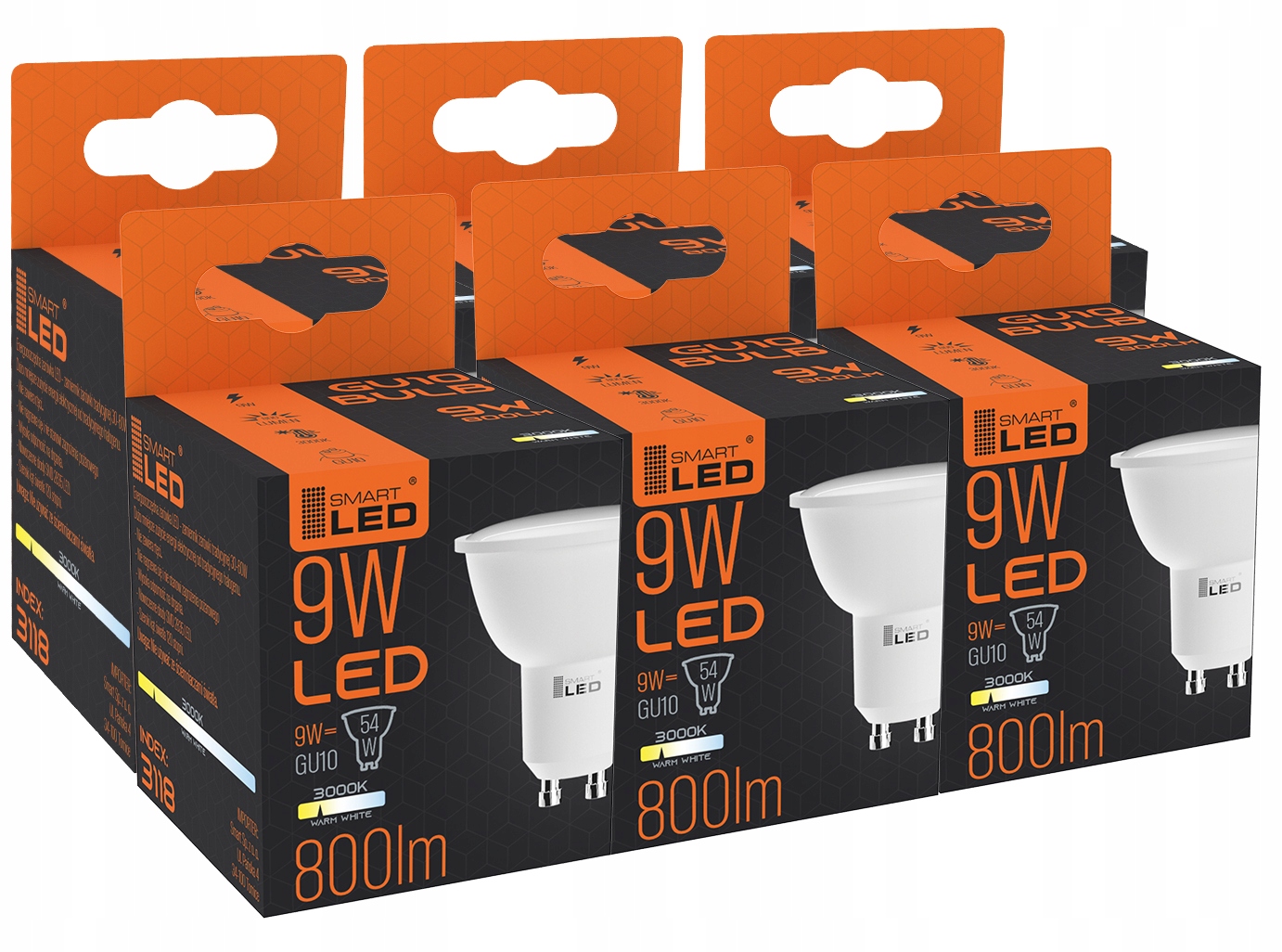 

Żarówka Led GU10 9W Ciepła Biała 3000K