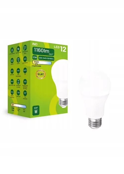 

Żarówka Led A60 E27 230V 12W 80W Ciepła Ww 3000K