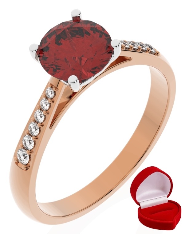 Zlatý Prstýnek 585 14k Rubín 1 ct Růžové Zlato R16