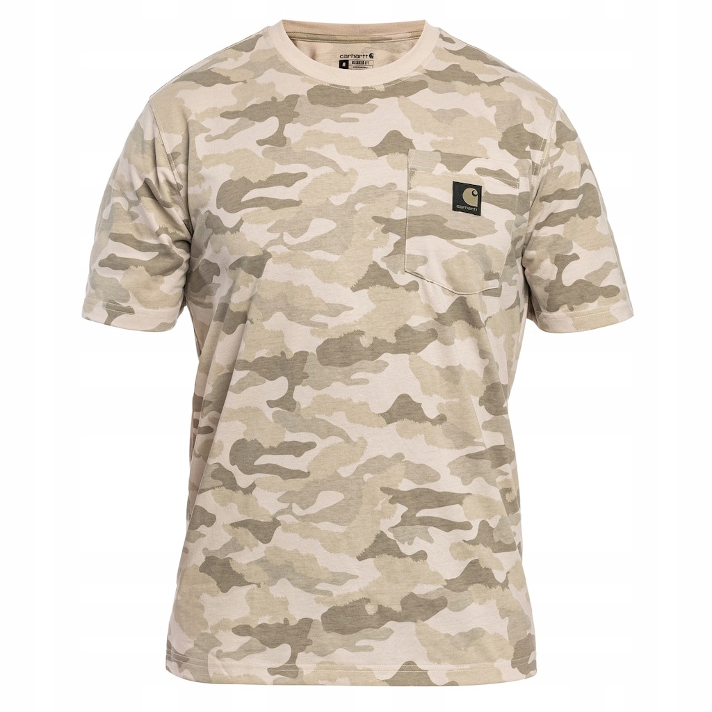 Tričko bavlněné Tričko Carhartt Irvine Pocket maskáč Fossil Tan Camo M