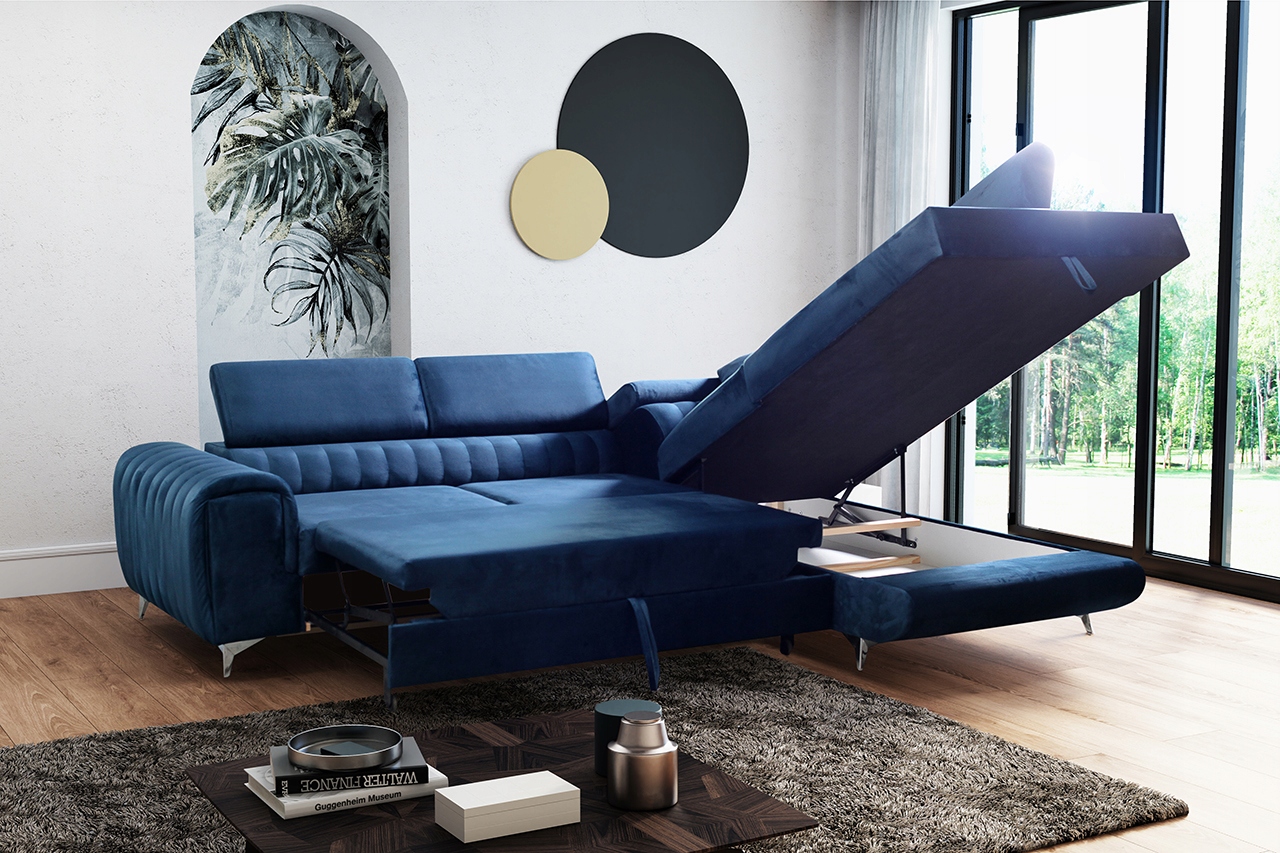 NAROŻNIK ROGÓWKA FUNKCJA SPANIA PLAMOODPORNY Szerokość mebla 275 cm