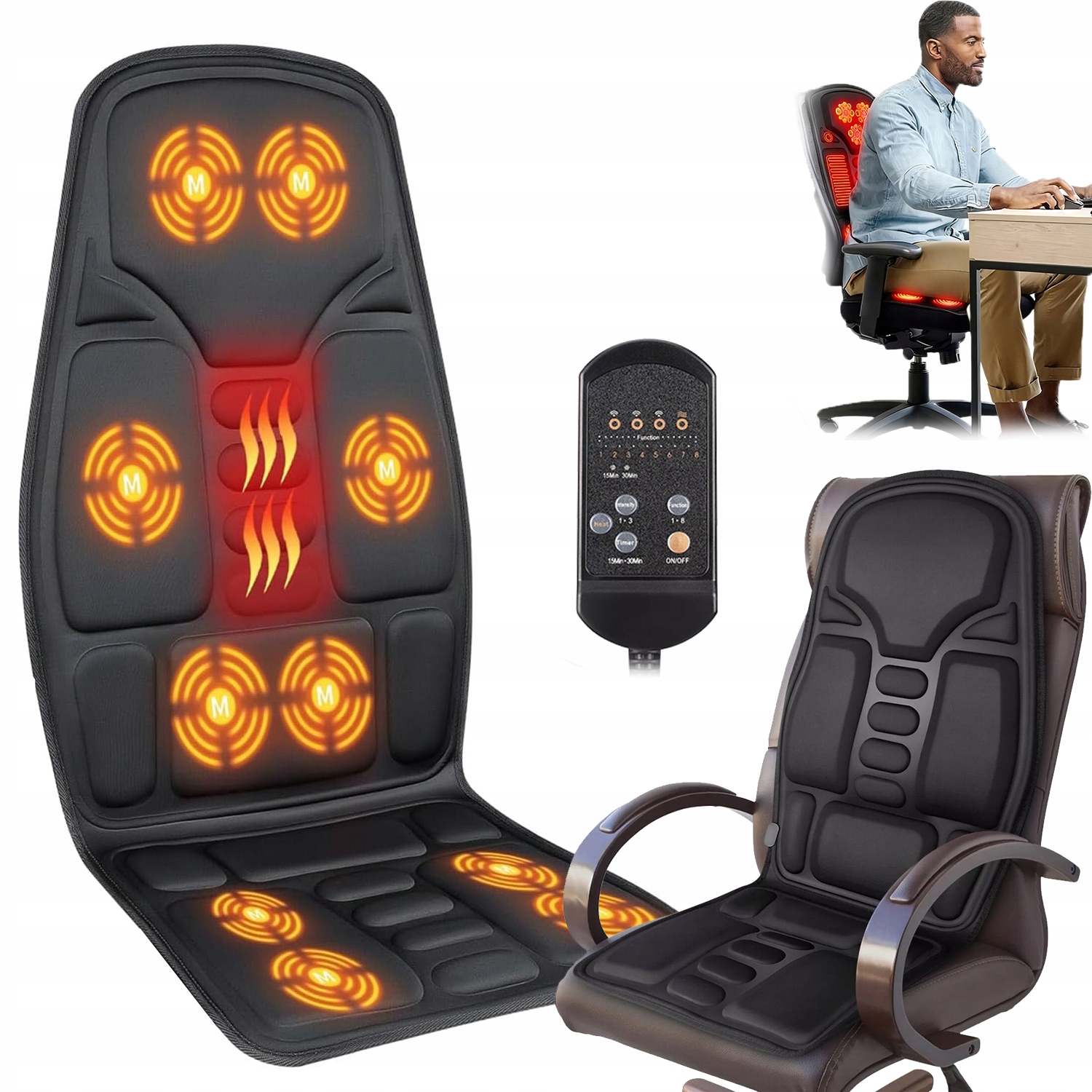 Mata Masująca Do Samochodu Grzejąca Na Fotel Shiatsu Do Akupresury Poduszka