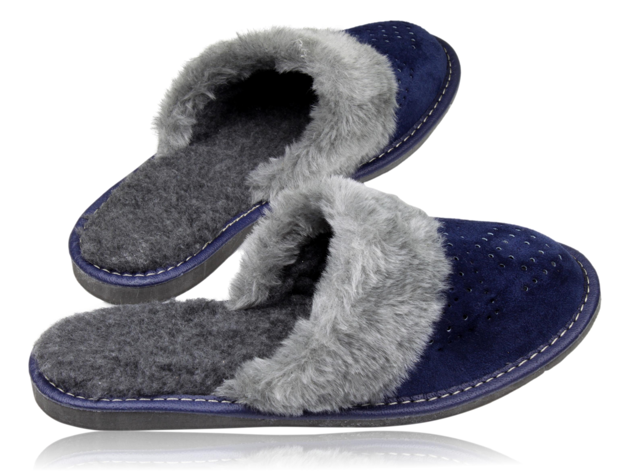 Klapki skórzane ocieplane kapcie prezent 1405 37s Rozmiar 37