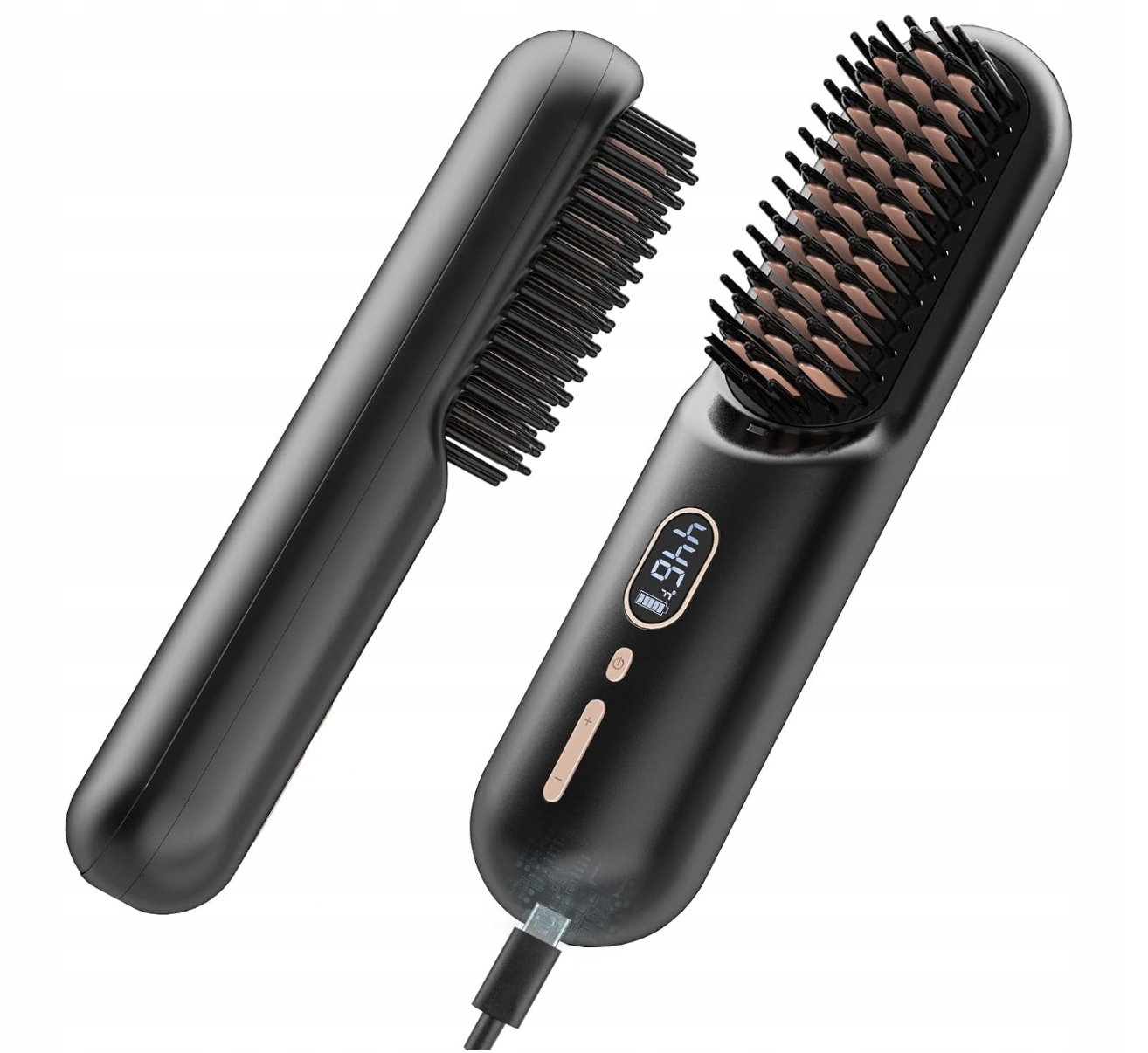 Mini 2v1 bezdrátový hřeben na rovné vlasy, 2x4500MAH Usb dobíjecí (černý)