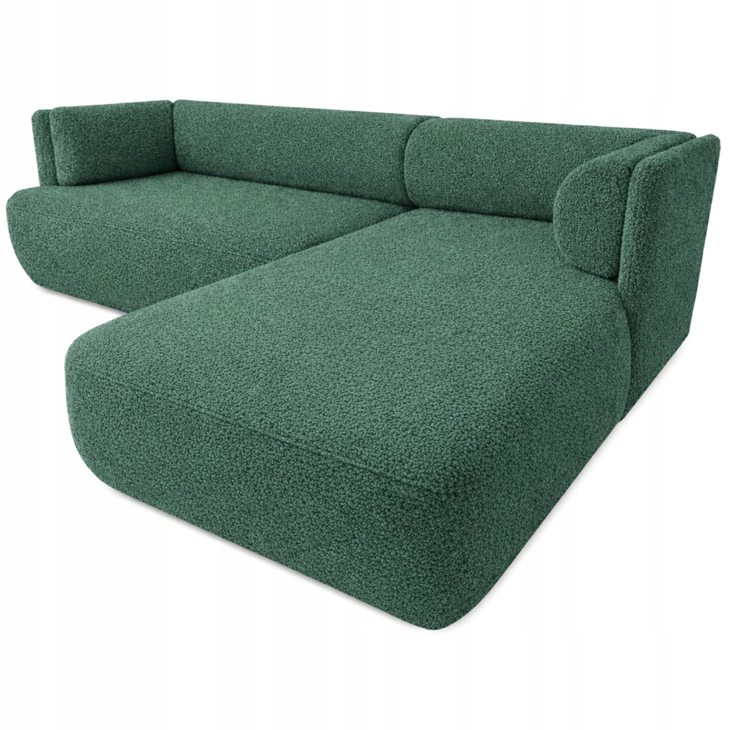 Moderní Rohová Sedací Souprava S Funkcí Spaní Cloud Mini Boucle Zelený