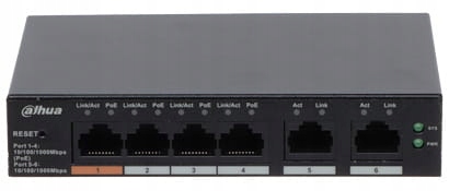 Switch PoE Dahua DH-CS4006-4GT-60 6 portů 4xPoE 2xLAN DoLynk Care