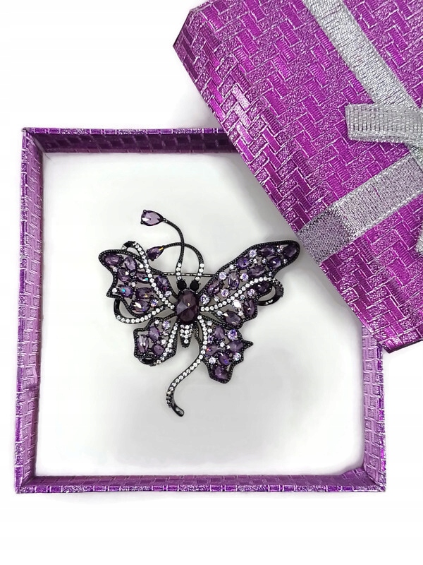 Luxusní Brož S Motýlem V Fialové Brož Dárek Krabička
