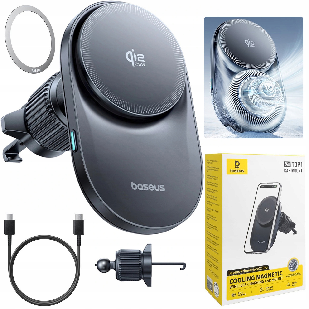 Baseus Magnetický držák s Qi2.2 25W a bezdrátovým nabíjením do mřížky