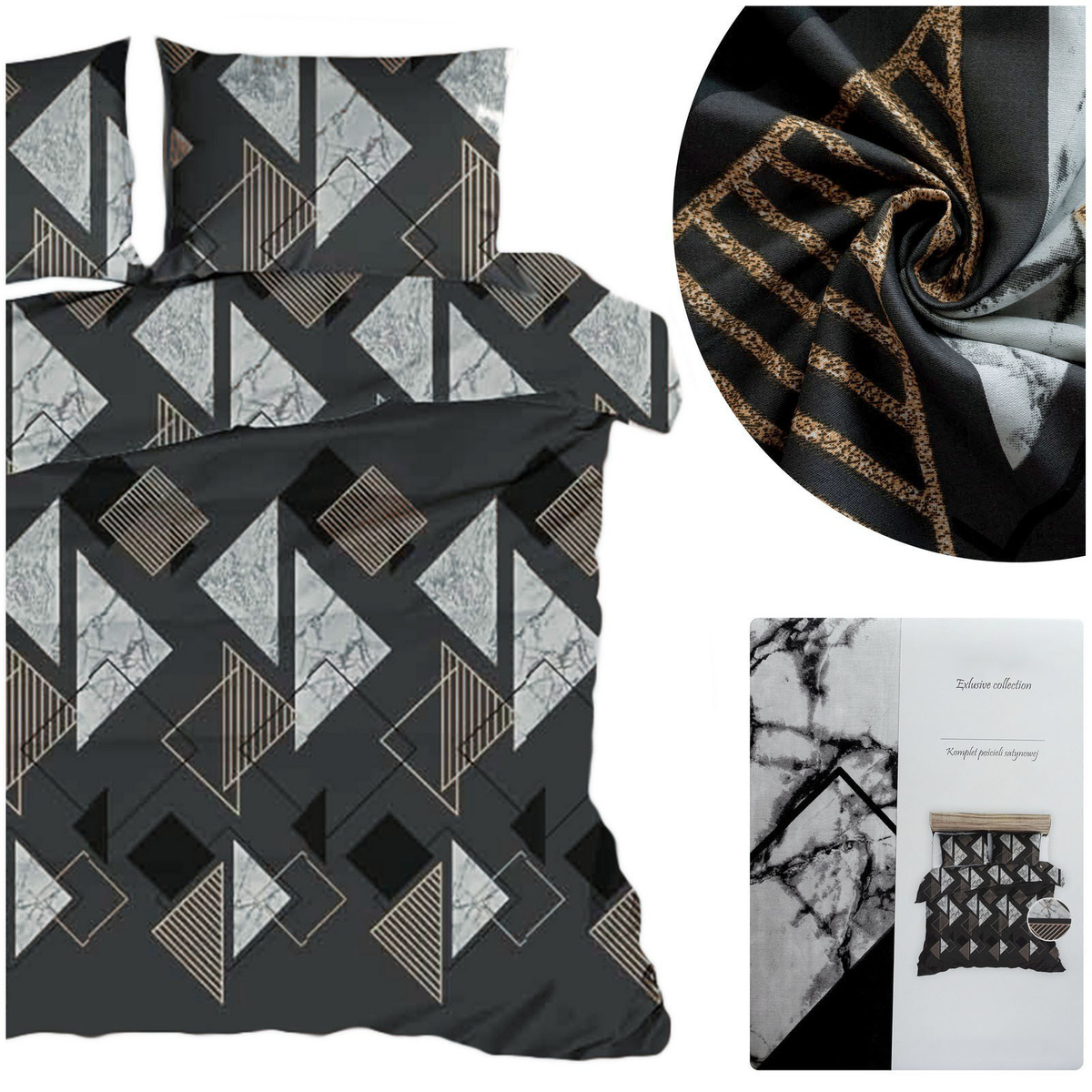 Posteľná Bielizeň 220 x 200 3 dielov Satén Bavlnená valerína Komplet