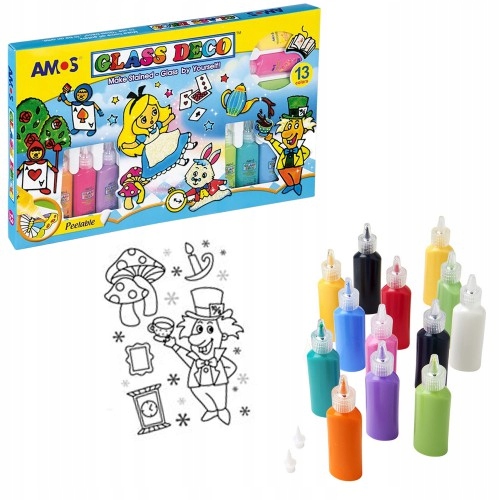 Farby witrażowe Amos Glass Deco 13 kolorów 22 ml