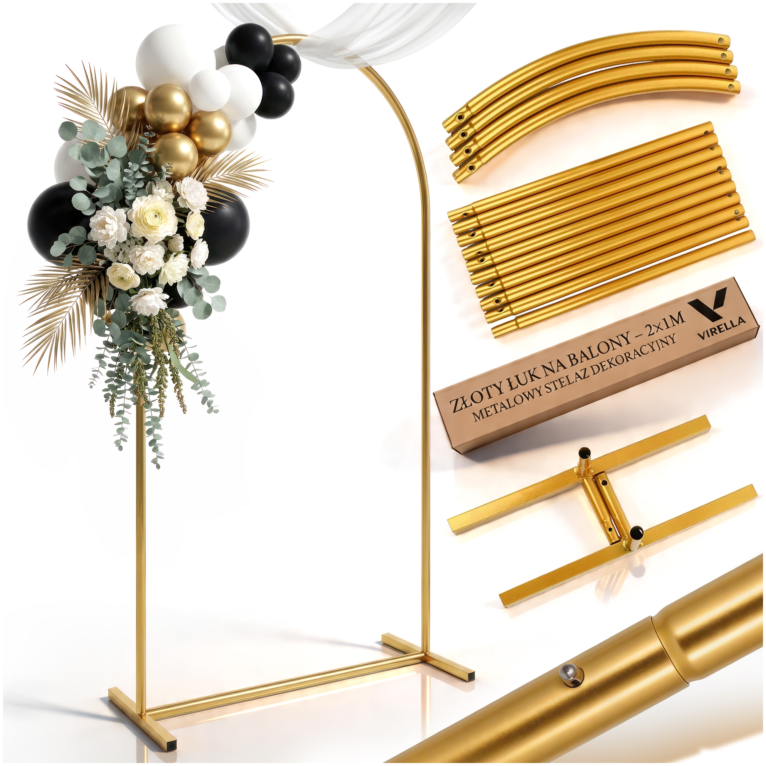 Stojan Na Balóny Zlatý Svatební Hostina Svatba Svaté Přijímání Narozeniny 2x1 m