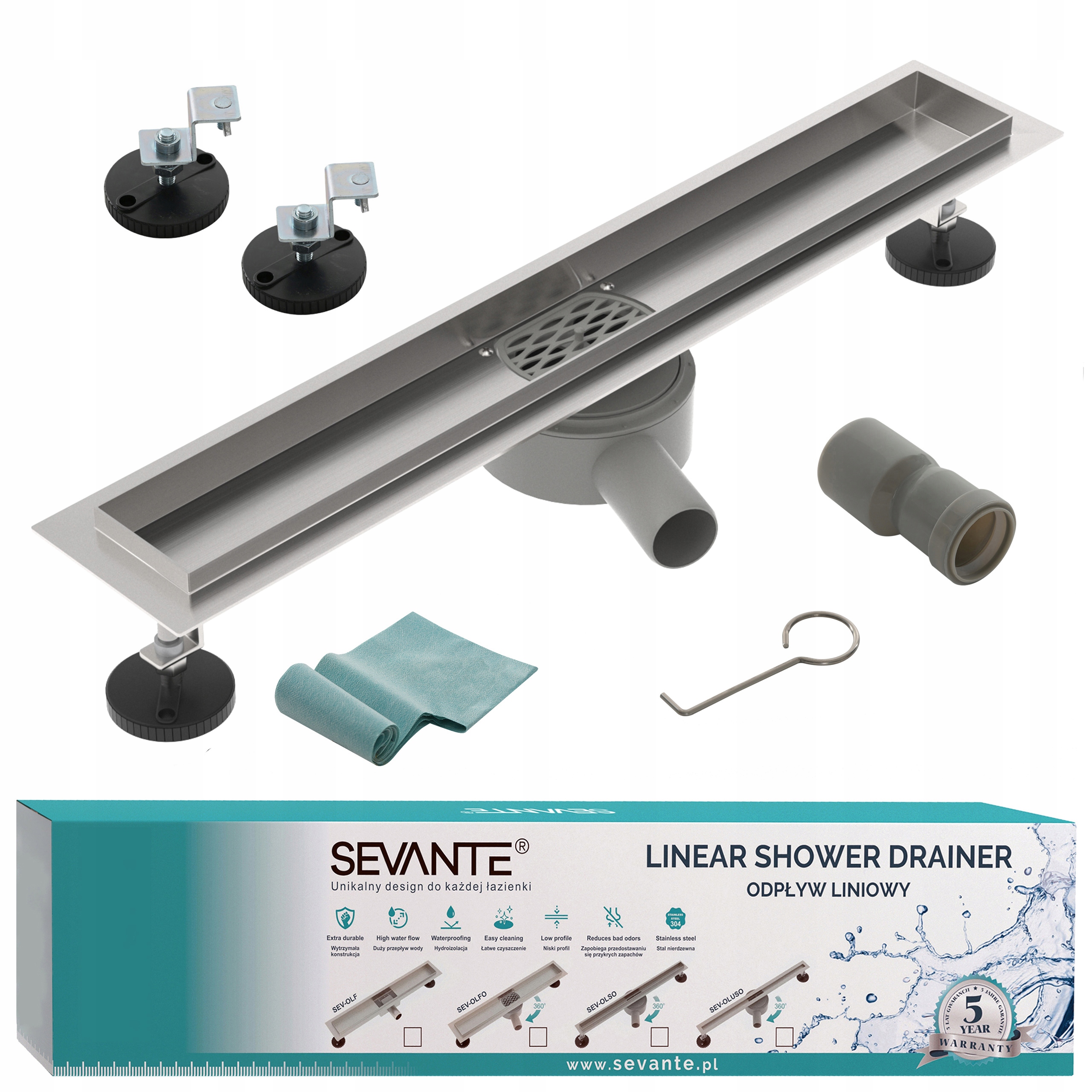 Korpus lineárního odtoku 60 cm Flat inox nerezová ocel otočný sifon