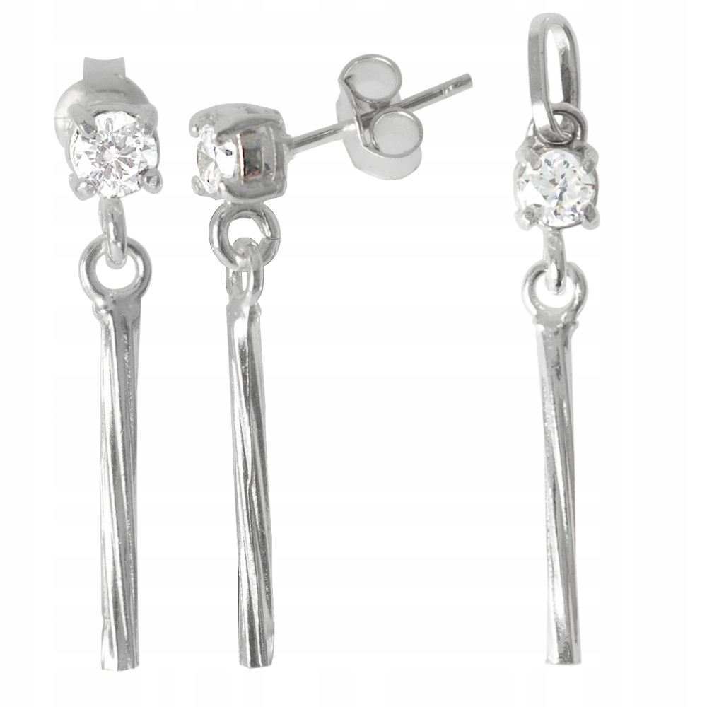 Stříbrný Komplet Pohyblivé Tyčinky Závěsné Sloupky 92