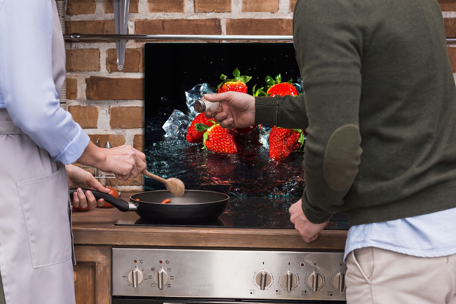 SZKLANA PŁYTA OCHRONNA NA KUCHENKĘ 80x52 OWOCE Długość 52 cm