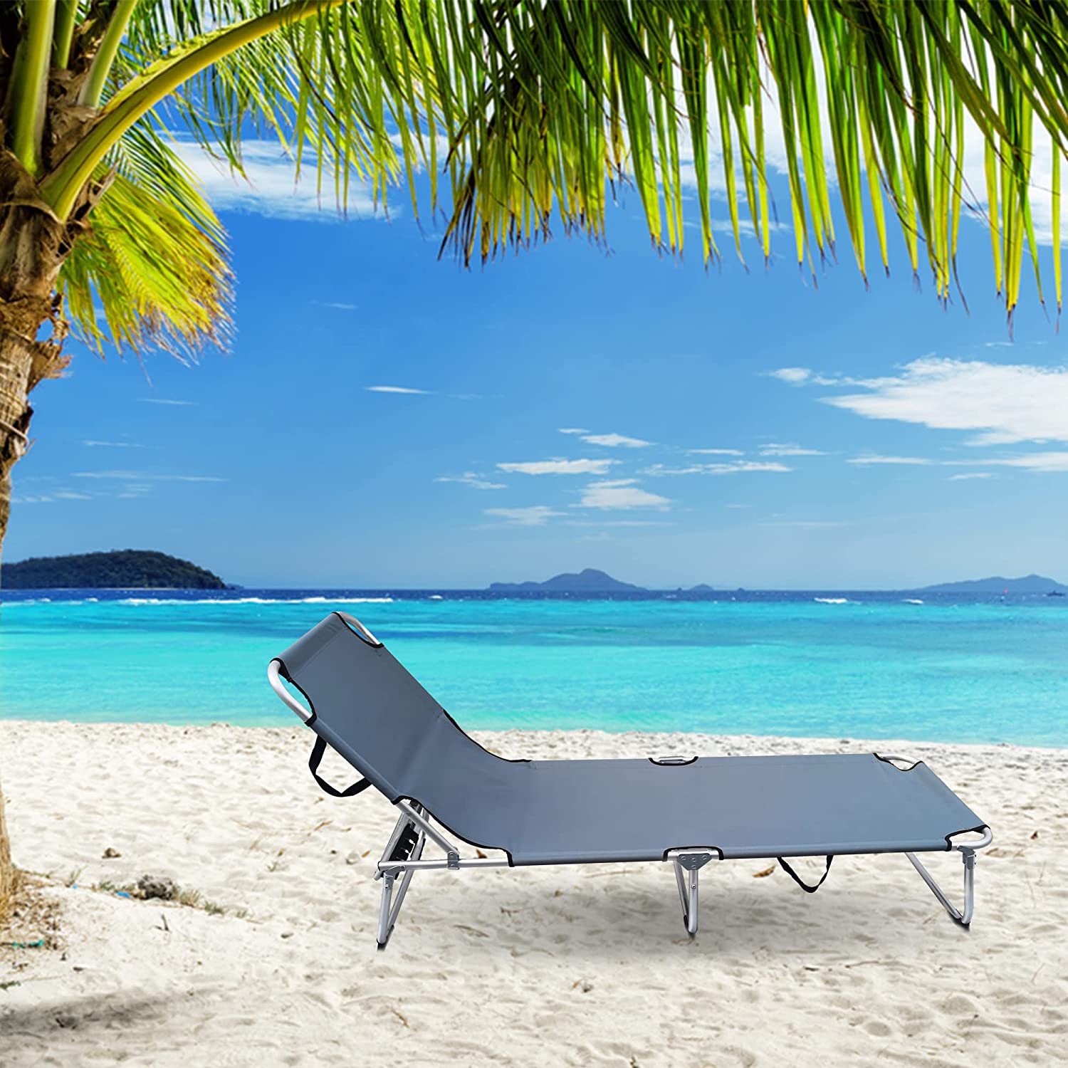 LEŻAK OGRODOWY SKŁADANY PLAŻOWY KEMPING SZARY Materiał stelaża aluminium