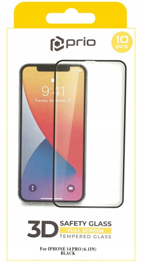 10kusů Tvrzené Sklo 3D pro iPhone 14 Pro (6.1 palců)