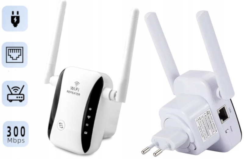 WZMACNIACZ SYGNAŁU Wi-Fi MOCNY Repeater 300Mb/s Liczba portów LAN (RJ-45) 1