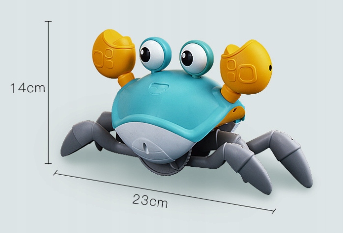 Zabawka INTERAKTYWNA UCIEKAJĄCY PEŁZAJĄCY KRAB DŹWIĘK MUZYKA CZUJNIKI RUCHU Głębokość produktu 10 cm