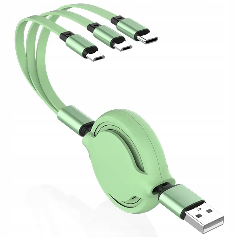 Kabel usb do ładowania smartfonów zwijany USB micro/Lightning/USB-C