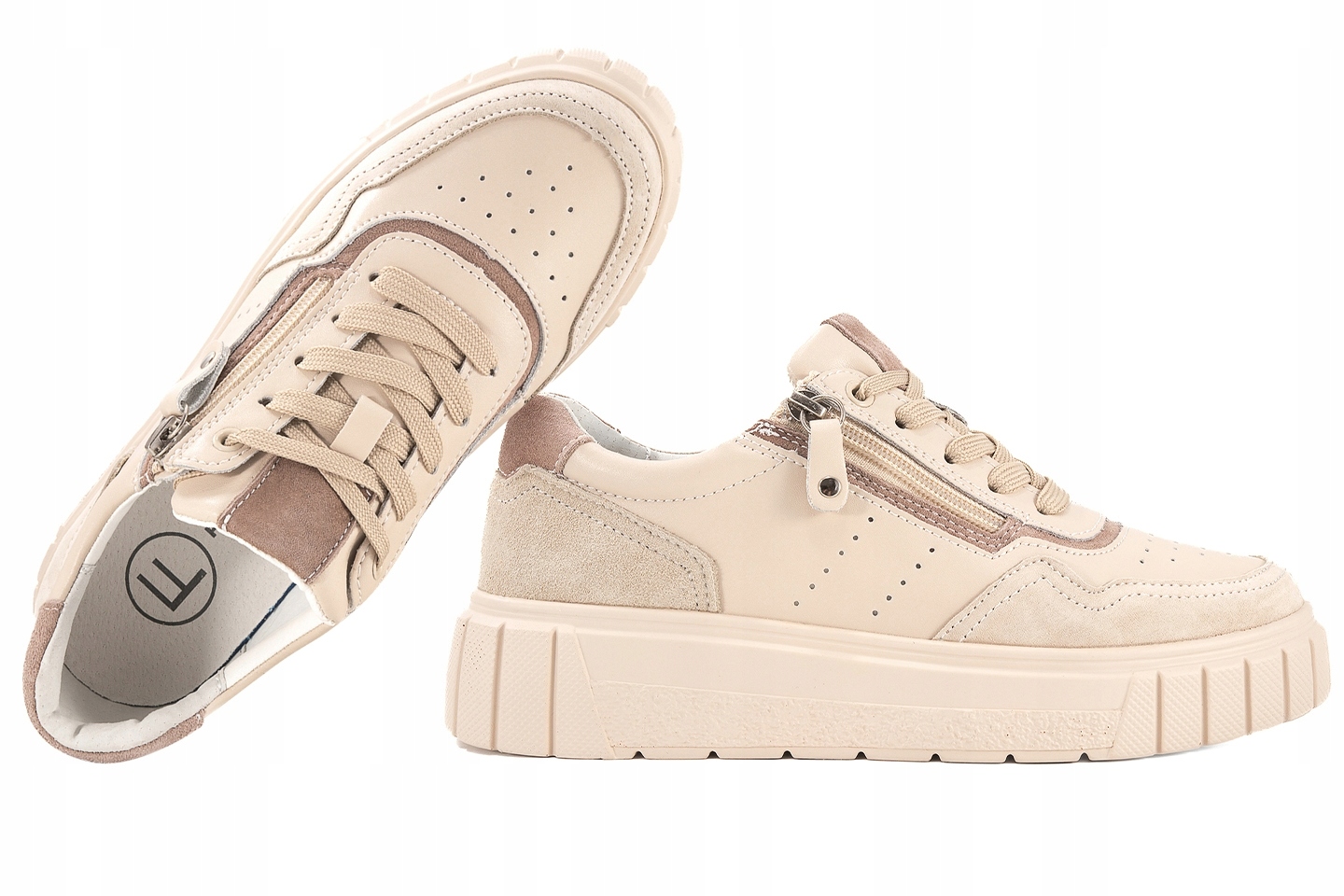 Filippo DP6862 Dámské Polobotky Tenisky Na Platformě, Kožené, béžové, 40 B