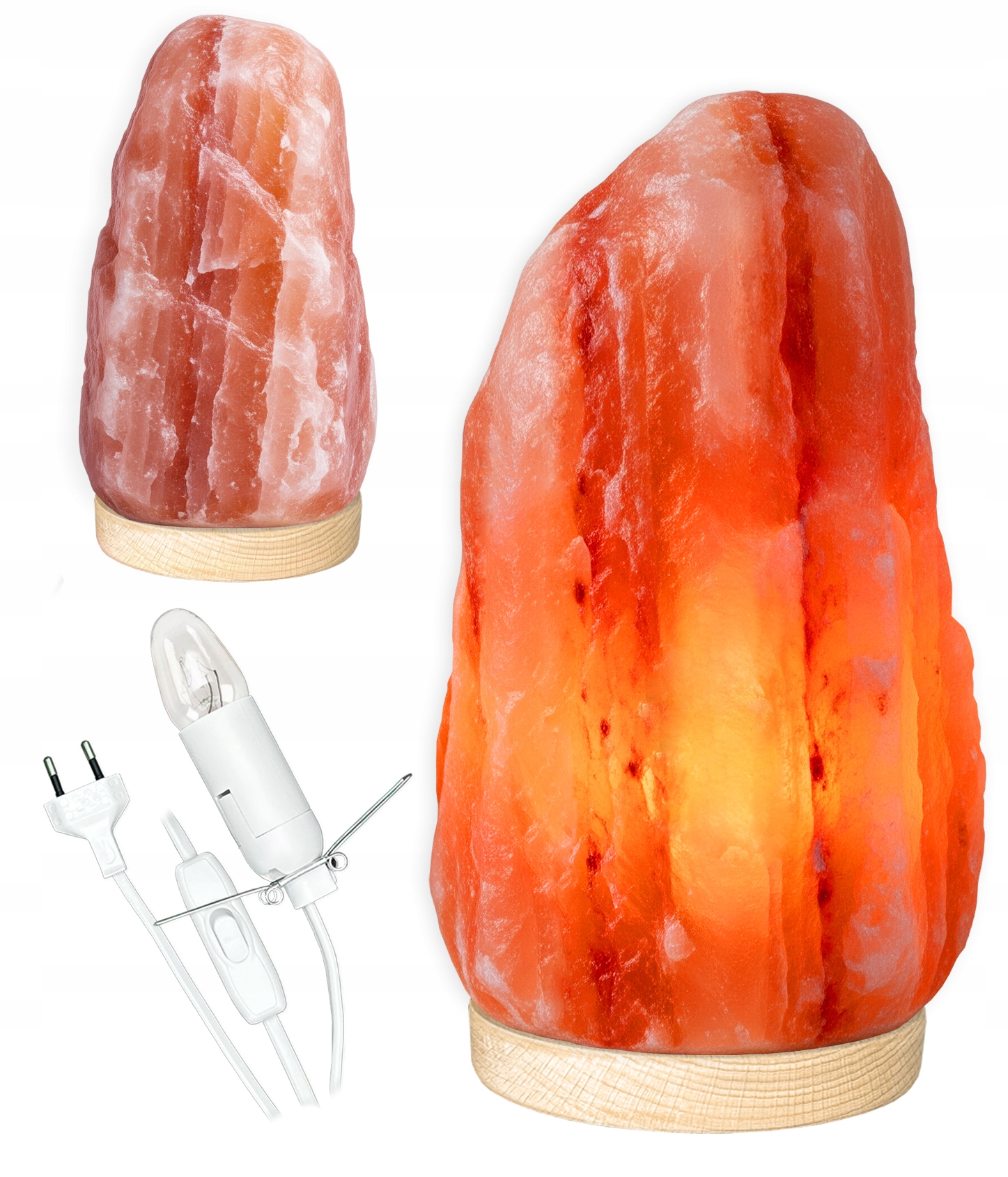 solná lampa Kłodawska Polska 6-9 Kg ionizátor na světlém Bukovém podstavci