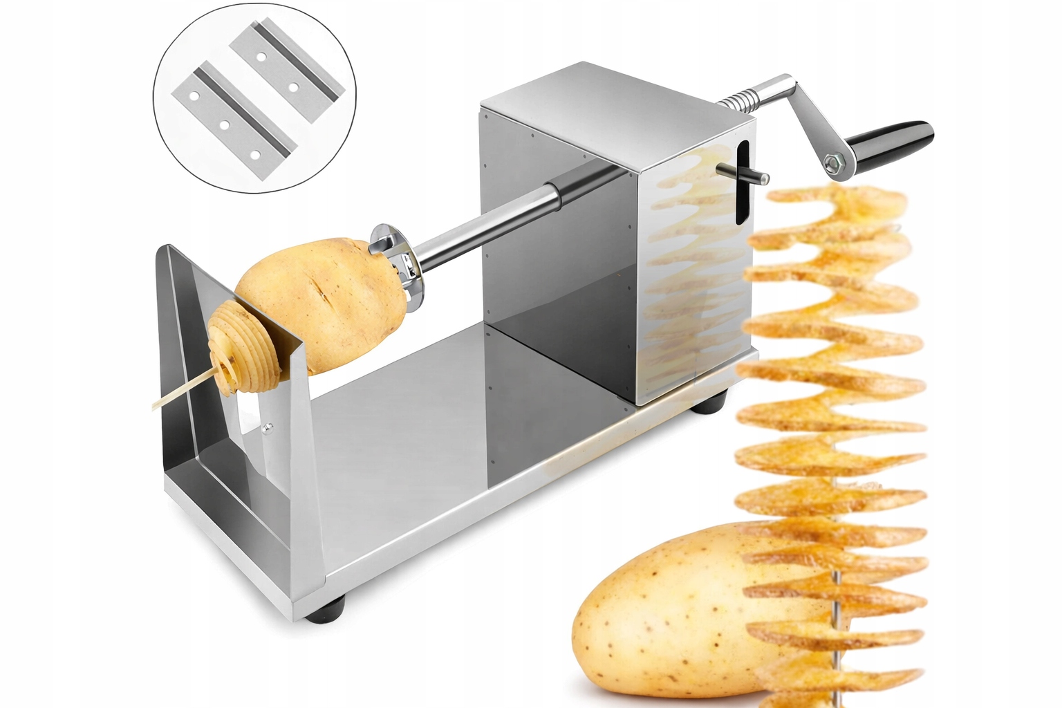 MASZYNKA DO ZAKRĘCONYCH ZIEMNIAKÓW CHIPSÓW NA PATYKU STAL NIERDZEWNA SPRING