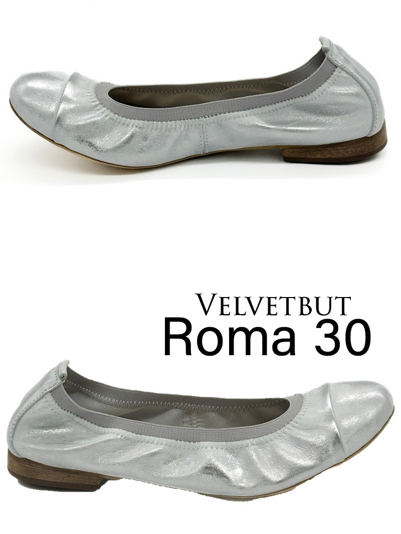 Baleríny Velvetbut stříbrné kožené Roma 30 38