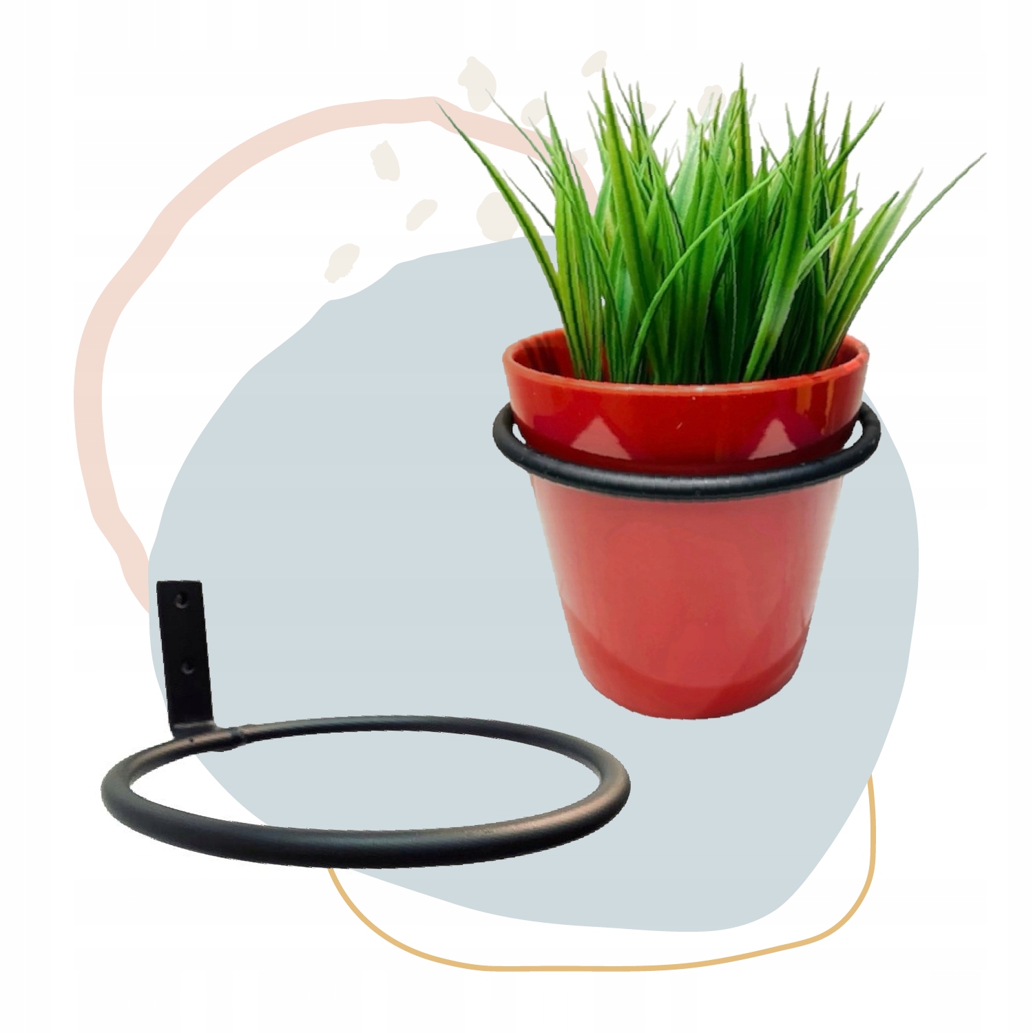 Polski solidny Uchwyt wieszak kwietnik ścienny na doniczkę loft czarny 1szt EAN (GTIN) 5906122428928