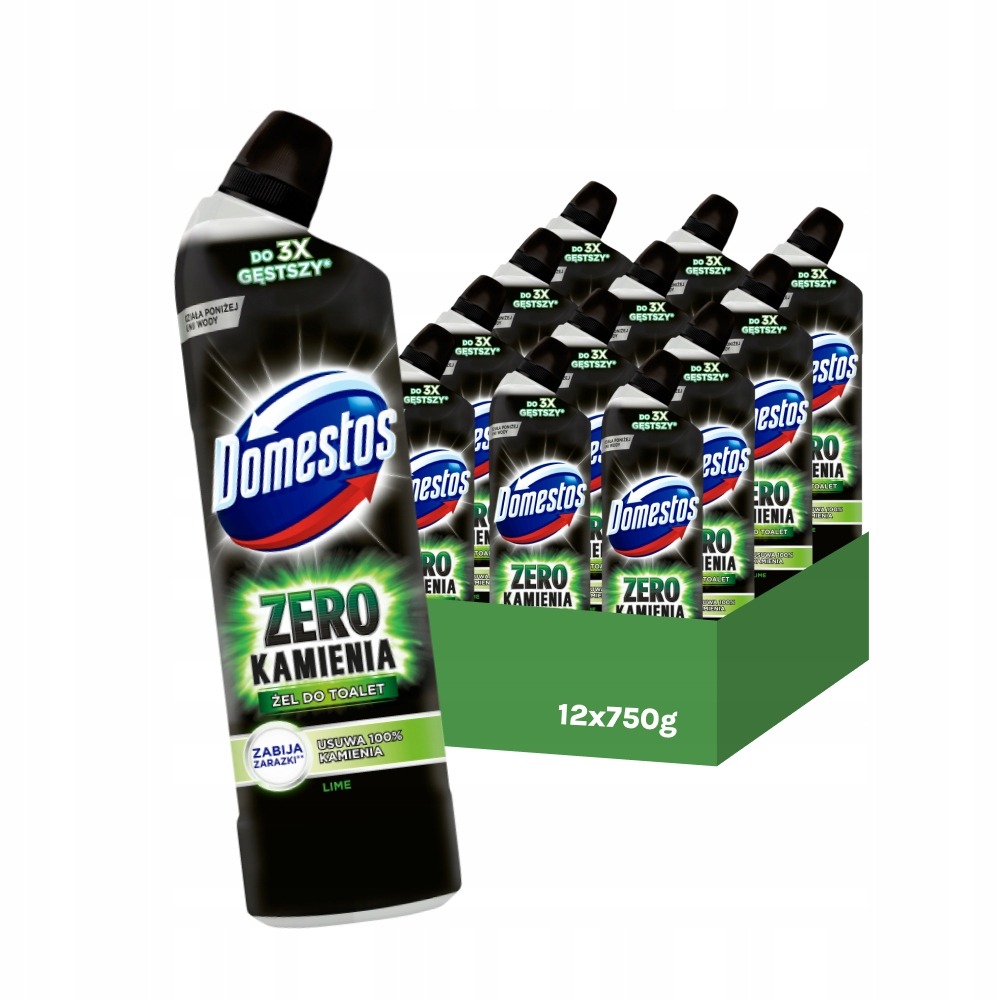 Domestos Zero kamienia Lime żel do Wc 750ml zestaw 12 x 750ml usuwa kamień