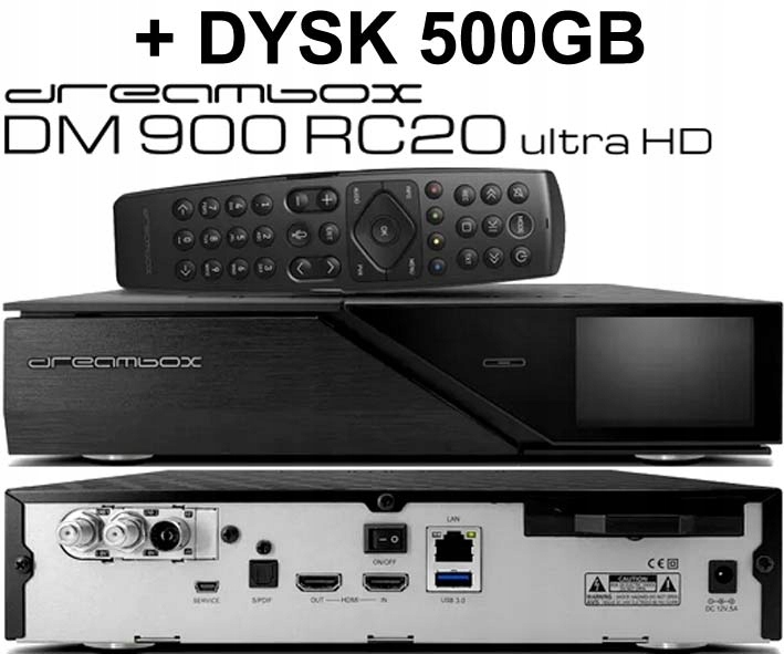 Dreambox DM900 RC20 Hd 4K Triple Ms (2 X DVB-S2X DVB-T2/C) Dysk 500GB