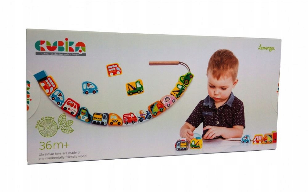 

Nawlekanka drewniana klocki Auta Gra Cubika