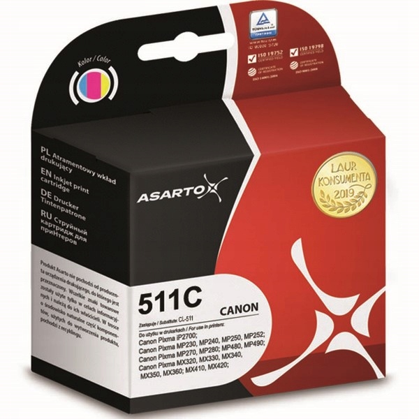 Atrament Asarto Canon 511C 244STR Color