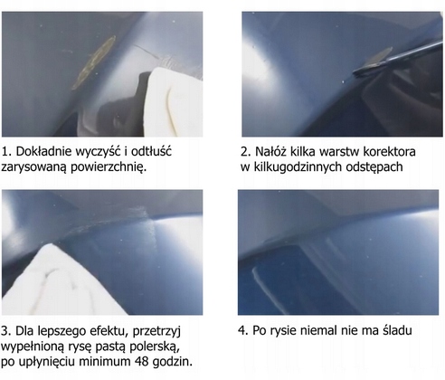 KOREKTOR DO USUWANIA RYS Z LAKIERU SAMOCHODOWEGO CZARNY Pojemność opakowania 12 ml