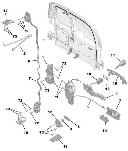 ZACZEP ZAMKA DRZWI TYL BERLINGO PARTNER 08 oe Part number 916492