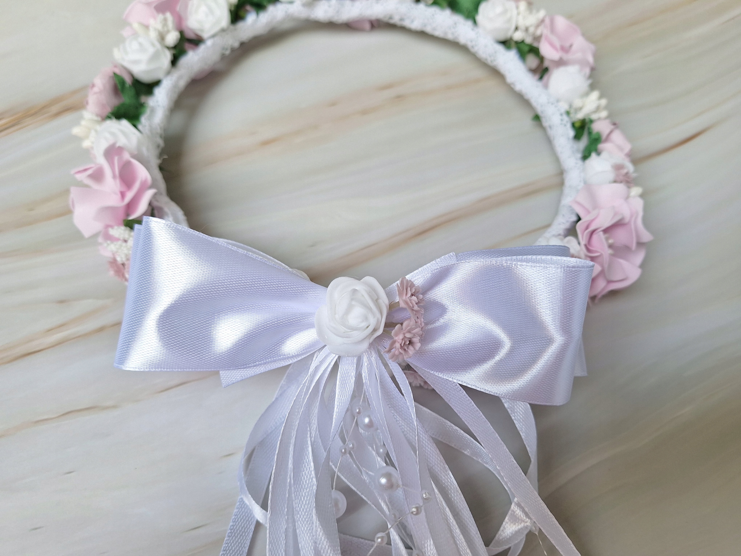 Wianek komunijny do komuni biało różowy z fioletem gipsówka Angel Lilla EAN (GTIN) 5907413941973